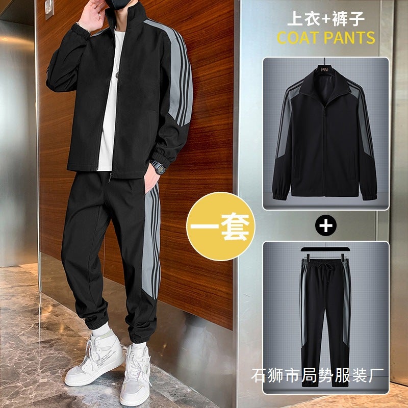 2025 New Casual Sports Jacket Suit Men'S Fashion Trendy Long Pants Handsome Trendy Jacket Trend - Image 3